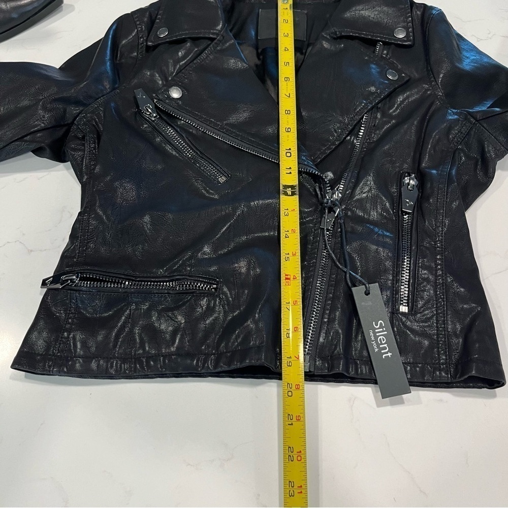 Silent New York Black Faux Leather Moto Jacket Medium - Picture 12 of 12